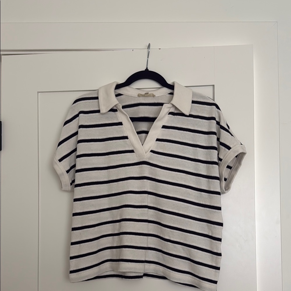Madewell Black and White Striped Top